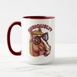 Caneca Sério Legal Cãozinho de Cavalo - Engraçado e Na mo