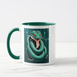 Caneca Serpent Vert aux Yeux Rouges.
