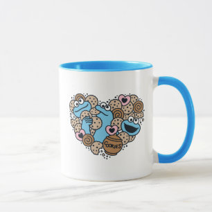 Caneca Sésamo Sésamo   Cookie Monster Doodle Heart