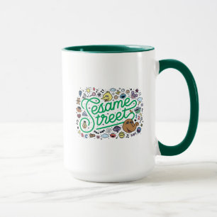Caneca Sésamo Sésamo Sesame Street Green Doodle Script