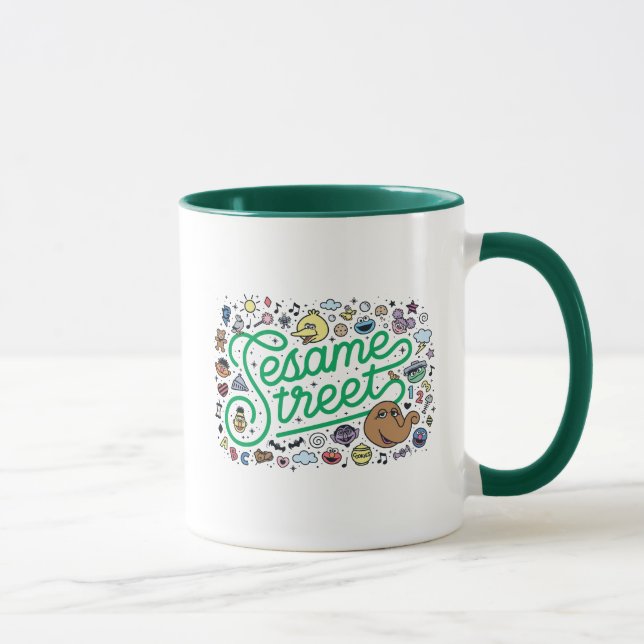 Caneca Sésamo Sésamo | Sesame Street Green Doodle Script (Direita)