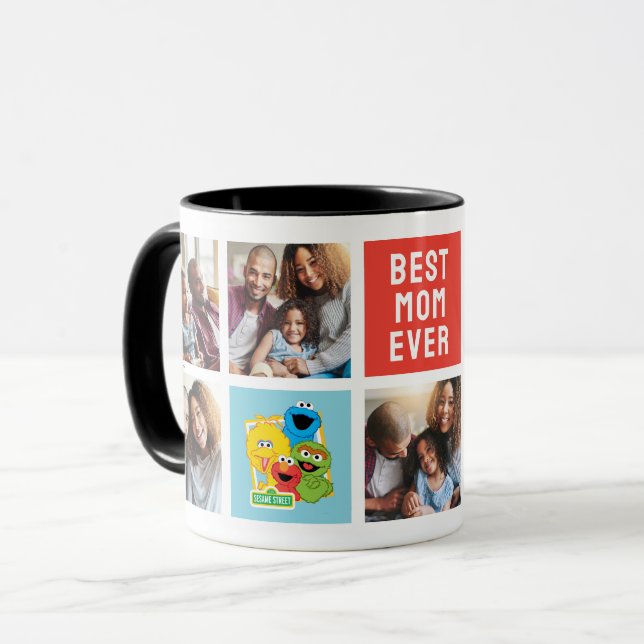 Caneca Sésamo Street Pals | Colagem de Fotografias da Mãe (Frente Esquerda)