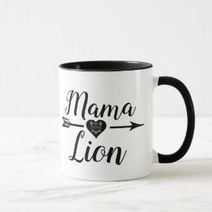 Caneca Seta Mama Lion com Coração, Preto