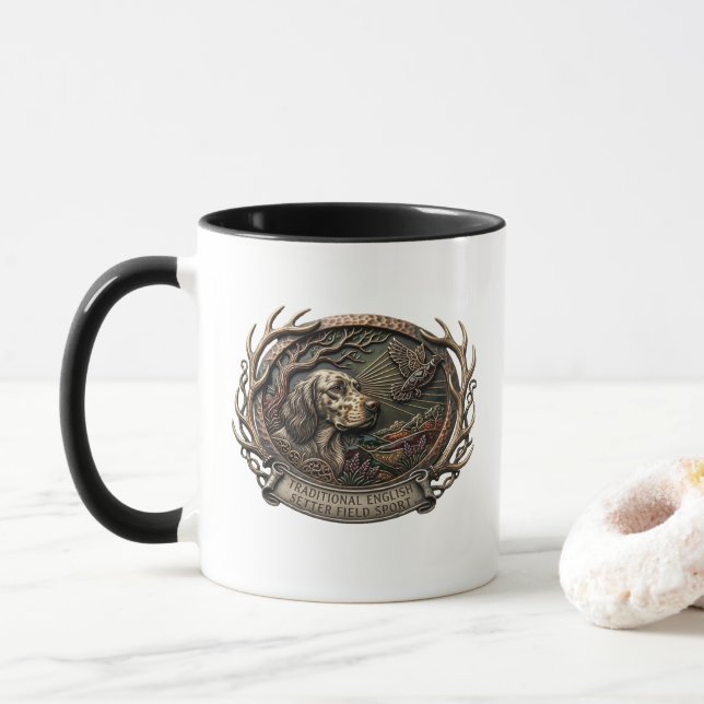 Caneca Setter Inglês, caça à galinhola (Com Donut)