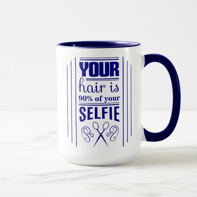 Caneca Seu cabelo é 90% de seu Selfie (Direita)