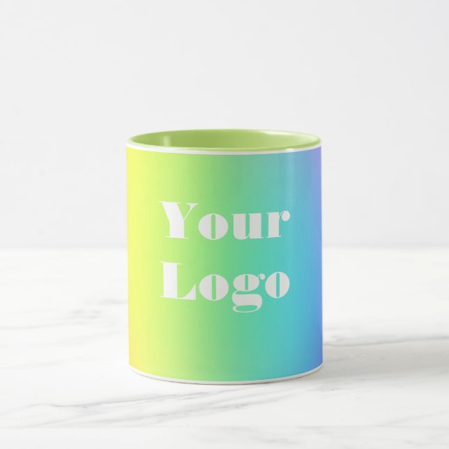 Caneca Seu logotipo arco-íris branco (Centro)