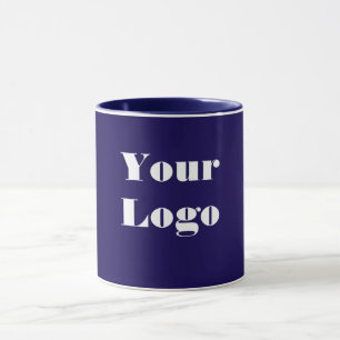 Caneca Seu logotipo, Dk Azul, Branco