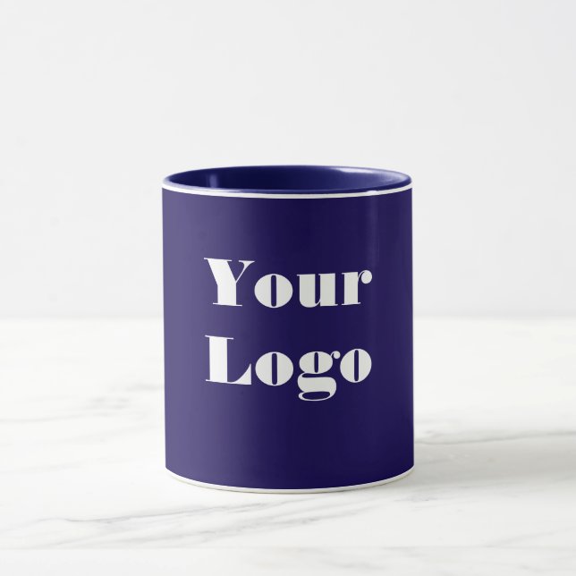 Caneca Seu logotipo, Dk Azul, Branco (Centro)
