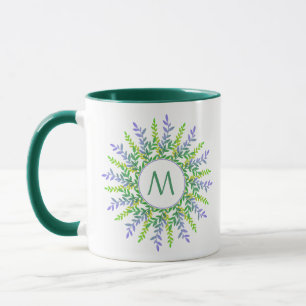 Caneca Seu Monograma em uma Imagem Folha