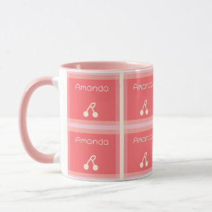 Caneca Seu Nome Padrão Xadrez Cereja