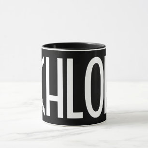 Caneca Seu Nome, Texto Branco Negrito Preto