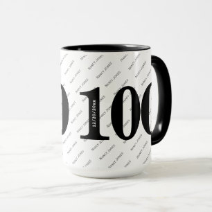 Caneca Seu Padrão de Nome - Preto e Branco - Negrito 100