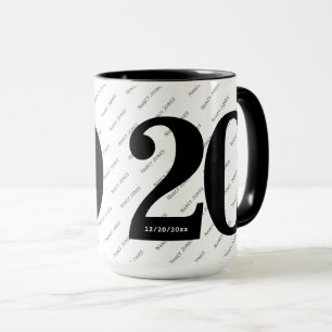 Caneca Seu Padrão de Nome - Preto e Branco - Negrito 20