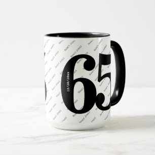 Caneca Seu padrão de nome - preto e branco - Negrito 65