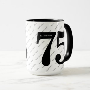 Caneca Seu padrão de nome - preto e branco - Negrito 75