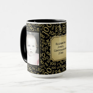 Caneca Seu Padrão de Número Dourado de Aniversário da 