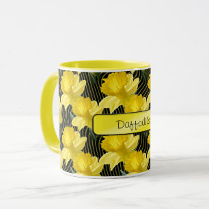 Caneca 'Seu Texto: Daffodils Amarelos Padrão Foto Floral