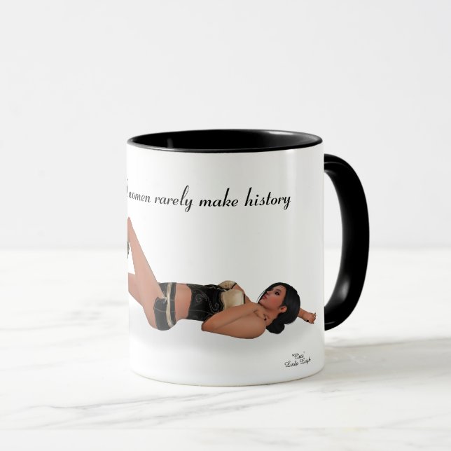Caneca Sexy Brunette Pinup Girl Sleing Coffee Mug (Frente Esquerda)