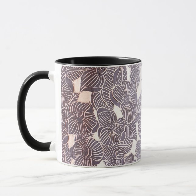 Caneca Sgraffito preto floral (Esquerda)