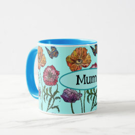 Caneca Shabby Poppy Red Purple no Dia de as mães de Mãe A