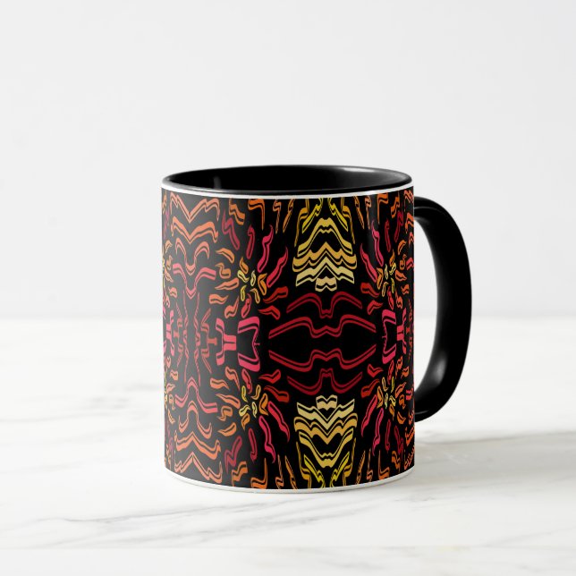 Caneca Shades Of Orange Red Yellow Ribbon Art Design (Frente Esquerda)
