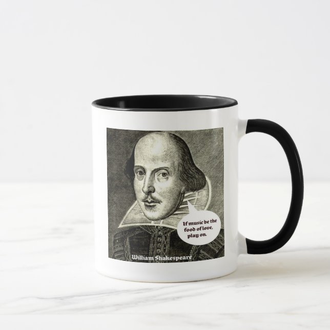 Caneca Shakespeare-citações; Se a música for a comida do (Direita)
