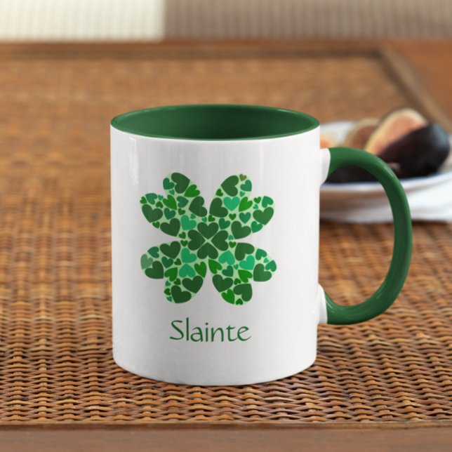 Caneca Shamrock do Coração Verde Personalizado (Criador carregado)