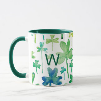 Caneca Shamrocks St. Patrick's Day Green Monogram Mug
