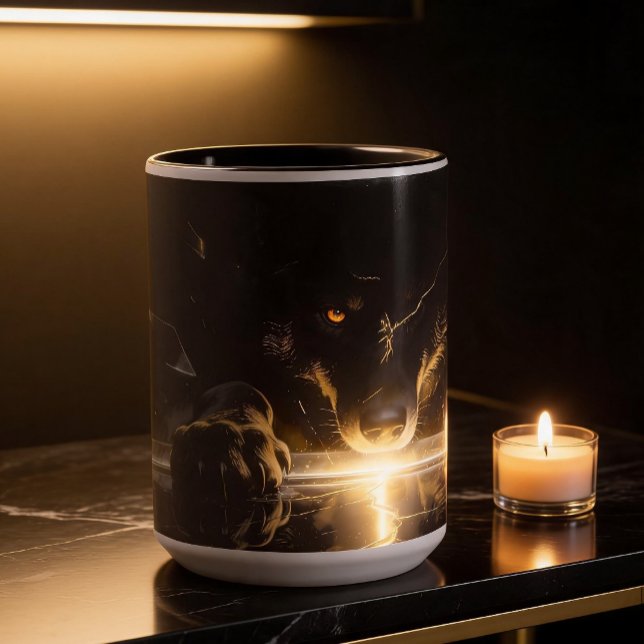 Caneca Shattered Lightning Wolf Mystical Dark Fantasy  (Criador carregado)