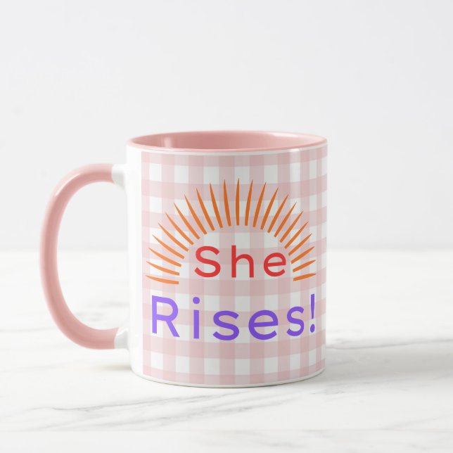 Caneca She Rises! - Women Empowerment Inspirational Mug (Esquerda)