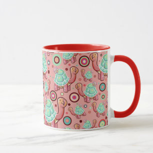 Caneca Shell Pastel floresce o teste padrão da tartaruga