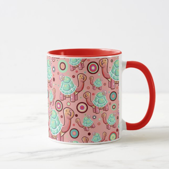 Caneca Shell Pastel floresce o teste padrão da tartaruga (Direita)