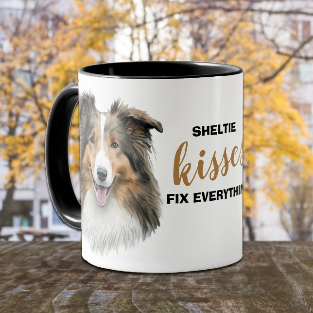 Caneca Sheltie Kisses conserte tudo (Criador carregado)