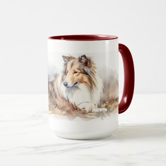 Caneca Sheltie Watercolor (Frente Esquerda)