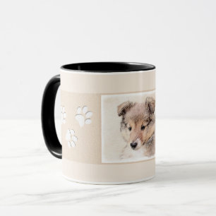 Caneca Shetland Sheepdog Puppy Pintura Original