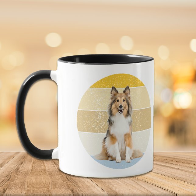 Caneca Shetland Sheepdog Retro Sunset Mug (Criador carregado)