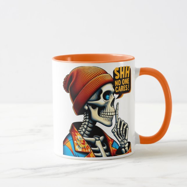 Caneca SHHH. Ninguém se preocupa com a mensagem rebelde d (Direita)
