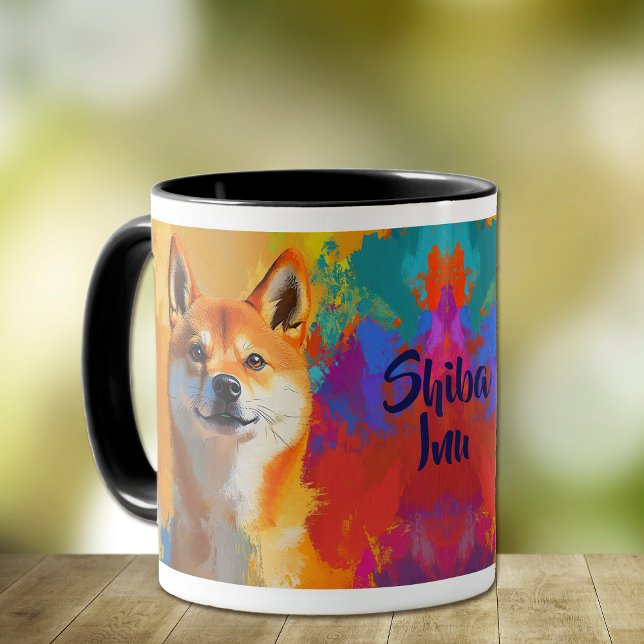 Caneca Shiba Inu Dog Paint Impressionista (Criador carregado)