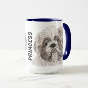 Caneca Shih Tzu Watercolor Mug Personalizado