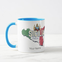 Caneca Sicília Bandeira Itália Retro Map Vintage Souvenir