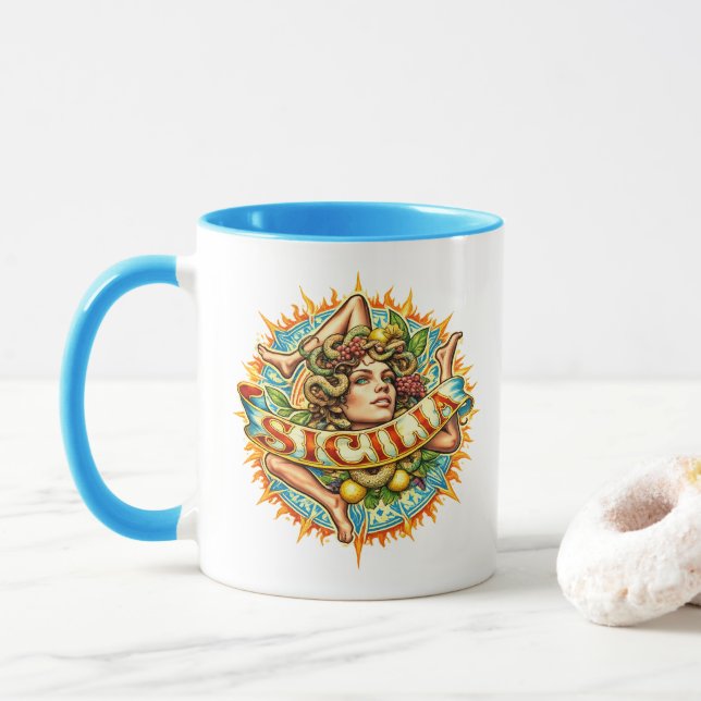 Caneca Sicilia Trinacria Sol  (Com Donut)