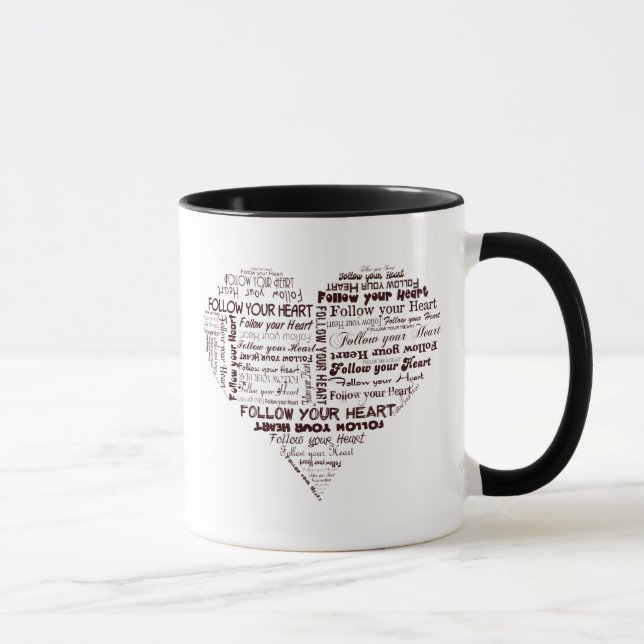 Caneca Siga seu coração preto e branco (Direita)