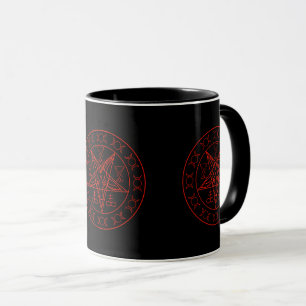 Caneca Sigil da lua tripla de Baphomet e sigil do lucifer