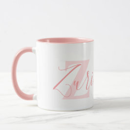 Caneca Significado do nome Zuri e monograma em texto rosa