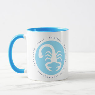 Caneca Signo Zodiacal Escorpião Azul e Branco