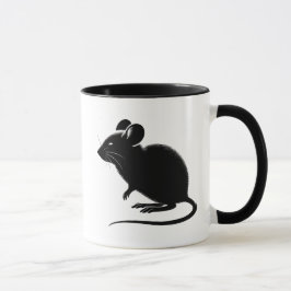 Caneca Silhouette d’un rat noir, design moderne. 