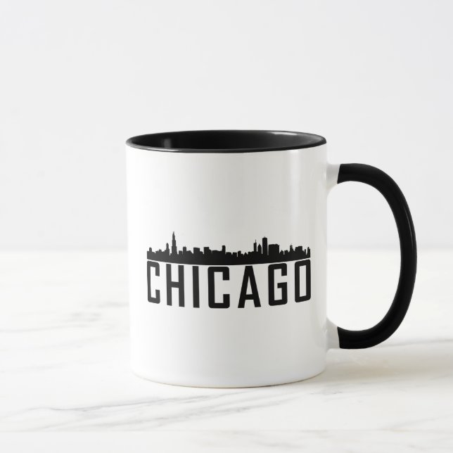 Caneca Silhouette Skyline da Cidade Moderna de Chicago (Direita)