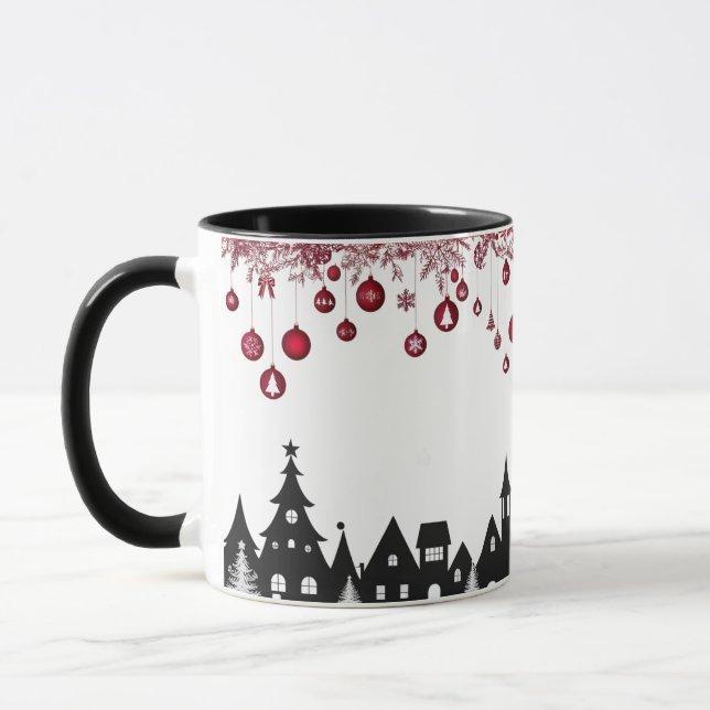 Caneca Silhueta da Vila de Natal – Enfeites Vermelhos  (Esquerda)
