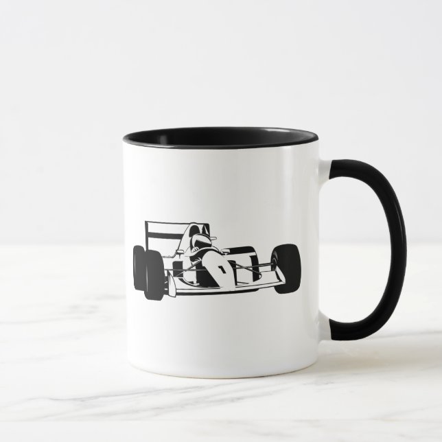 Caneca Silhueta de carro de corrida preto e branco (Direita)