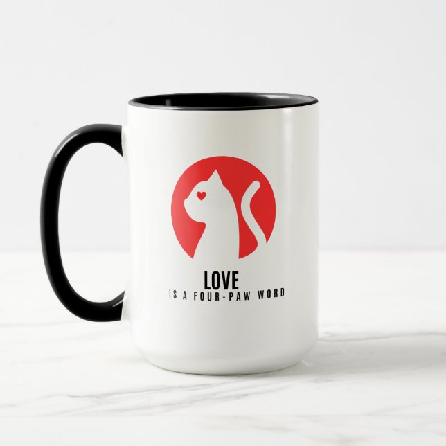Caneca Silhueta de Gato de Amor Luminoso (Esquerda)